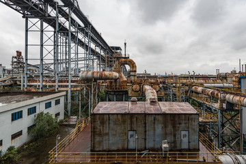 Steel framework at abandoned factory