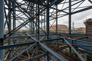 Steel framework at abandoned factory