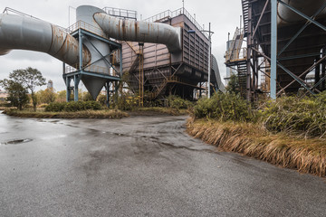 Naklejka premium Industrial buildings in abandoned factory