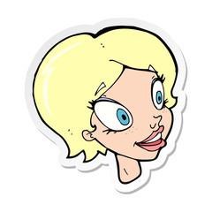 sticker of a cartoon pretty female face