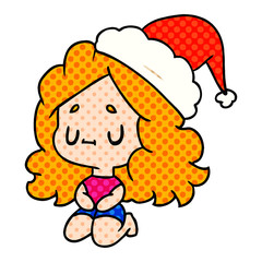 christmas cartoon of kawaii girl