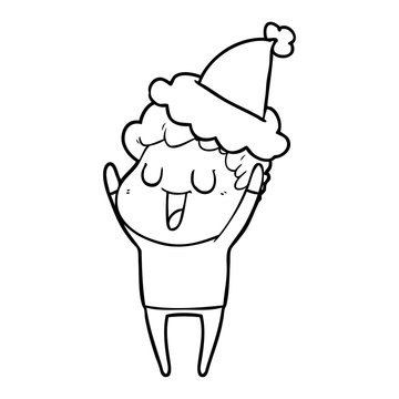 recommend clip art: laughing line drawing of a man wearing santa hat