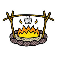 cartoon doodle of a camp site