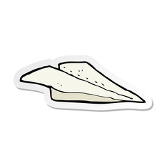 sticker of a cartoon paper airplane