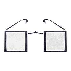 retro illustration style cartoon square glasses