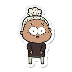 Obraz premium sticker of a cartoon happy old woman