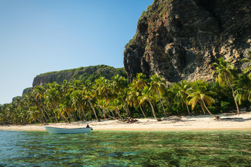 Tropical beach Playa Fronton in Dominican Republic.