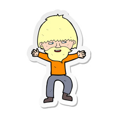 sticker of a cartoon happy man with beard