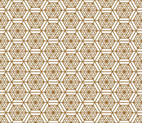 Seamless japanese pattern shoji kumiko in golden.