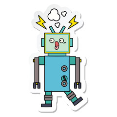 sticker of a cute cartoon robot