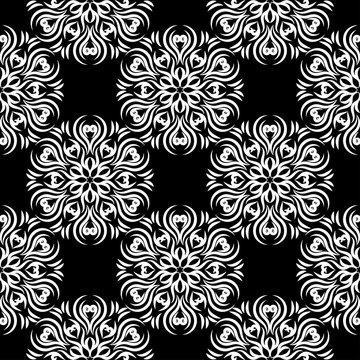  Floral seamless background. Monochrome black and white pattern. Vector illustrationFloral seamless background. Monochrome black and white pattern
