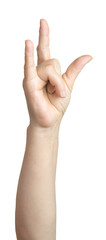 Female hand shows gesture