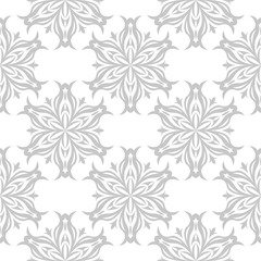 Floral seamless background. Gray pattern on white