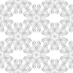Floral seamless pattern. Gray and white background