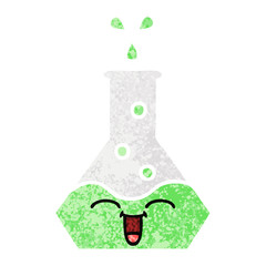 retro illustration style cartoon science beaker