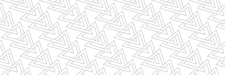 Geometric print. Gray pattern on long white seamless background
