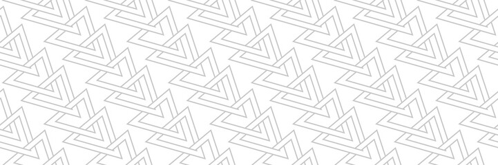 Fototapeta premium Geometric print. Gray pattern on long white seamless background