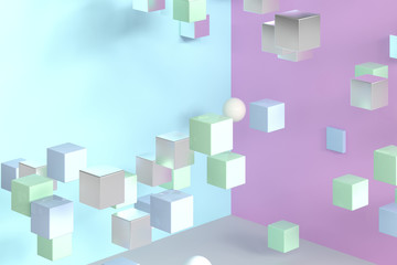 Fototapeta na wymiar colorful balls and cubes, 3d rendering