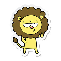 sticker of a cartoon bored lion