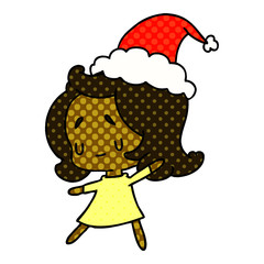 christmas cartoon of kawaii girl
