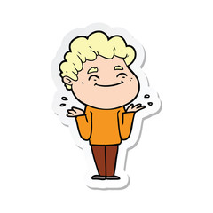 sticker of a cartoon friendly man