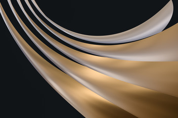 golden curve pattern, 3d rendering