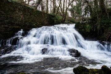 Fototapeta na wymiar Fairy Falls at the village of Trefriw, north Wales