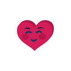 Shy Emoji Heart Shaped. Beautiful vector clipart of smiling heart with red cheeks