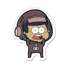 sticker of a cartoon surprised astronaut