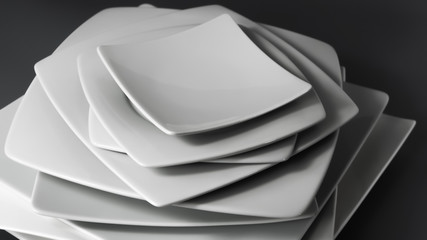 stack of noble white porcelain plates
