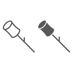 Marshmallow line and glyph icon, food and sweet, dessert sign, vector graphics, a linear pattern on a white background.