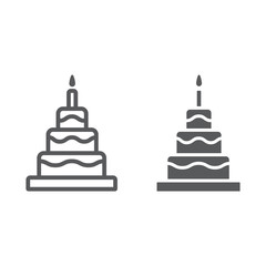 Cake line and glyph icon, food and dessert, sweets sign, vector graphics, a linear pattern on a white background.