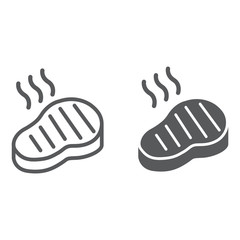 Steak line and glyph icon, food and meal, meat sign, vector graphics, a linear pattern on a white background.