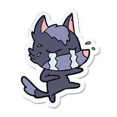 sticker of a cartoon crying wolf