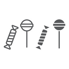 Candies line and glyph icon, food and delicious, lolli-pops sign, vector graphics, a linear pattern on a white background.