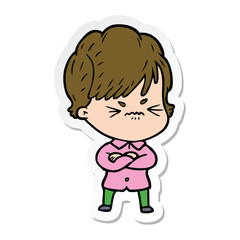 Fototapeta premium sticker of a cartoon frustrated woman