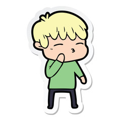 sticker of a cartoon curious boy