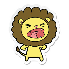 sticker of a cartoon angry lion