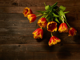 Naklejka na ściany i meble Bouquet of multicolored tulips.