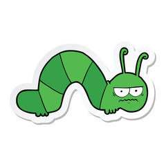 sticker of a cartoon cranky caterpillar