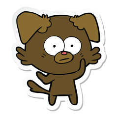 sticker of a nervous dog cartoon