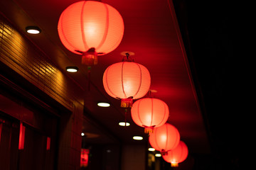 Chinese red lantern in the night of Chinese New Year of happiness © TEEREXZ
