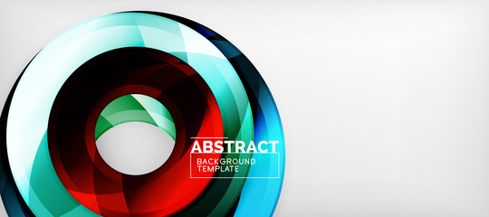 Modern geometric circles abstract background, colorful round shapes with shadow effects