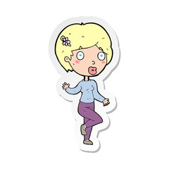 sticker of a cartoon suprised woman