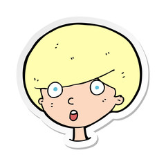 sticker of a cartoon surprised boy