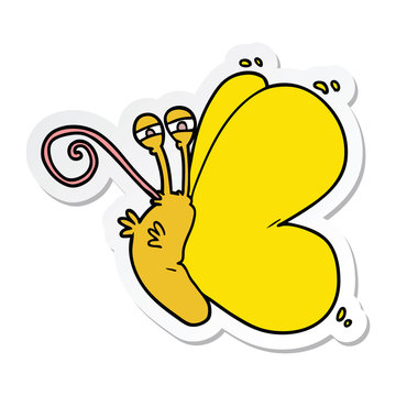 sticker of a funny cartoon butterfly