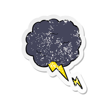 recommend clip art: retro distressed sticker of a cartoon thundercloud symbol
