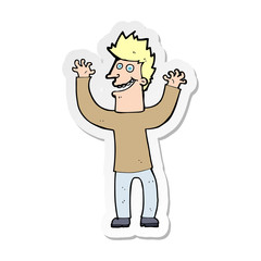 sticker of a cartoon excited man