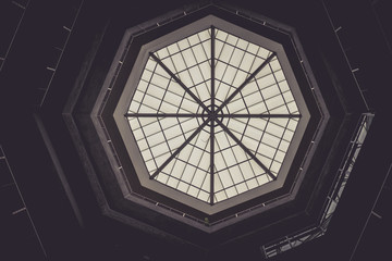 The roof is made of glass that light passes through in the dark.