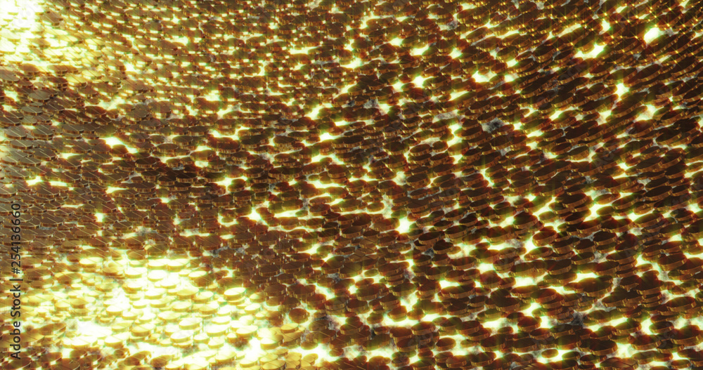 Aufkleber abstract 3d graphics background with golden pills. 3d rendering